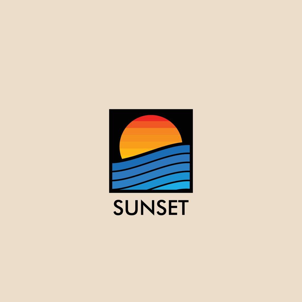 strand, zee, zonsondergang, zonsopgang, logo ontwerp vectorillustratie vector