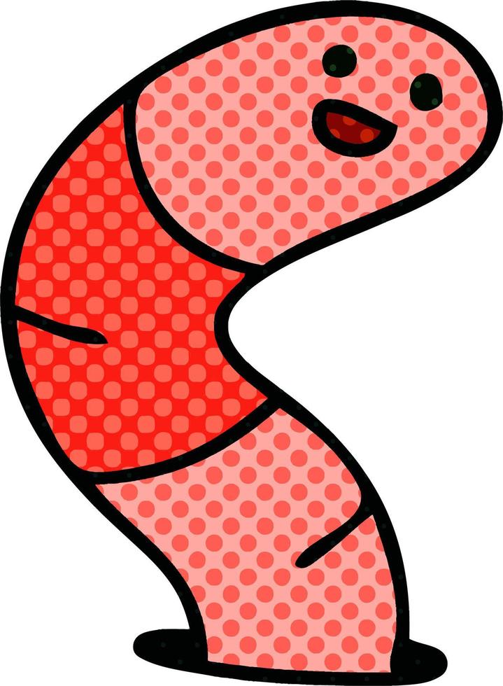 eigenzinnige cartoon worm in stripboekstijl vector