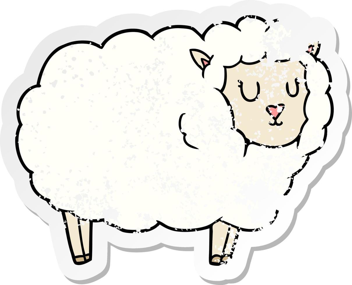 noodlijdende sticker van een cartoon schaap vector