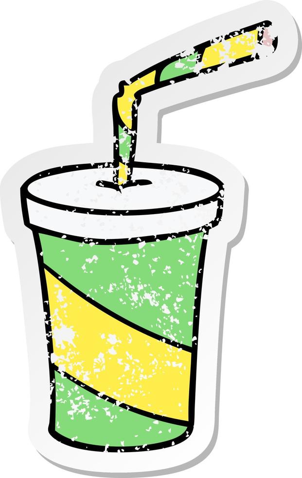 noodlijdende sticker cartoon doodle van fastfood drankje vector