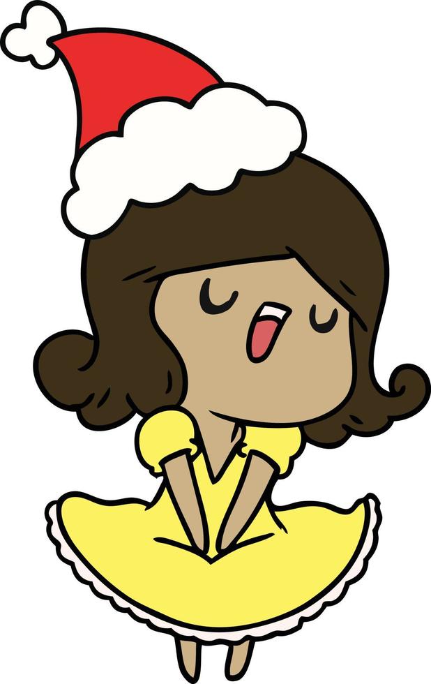 kerst cartoon van kawaii meisje vector