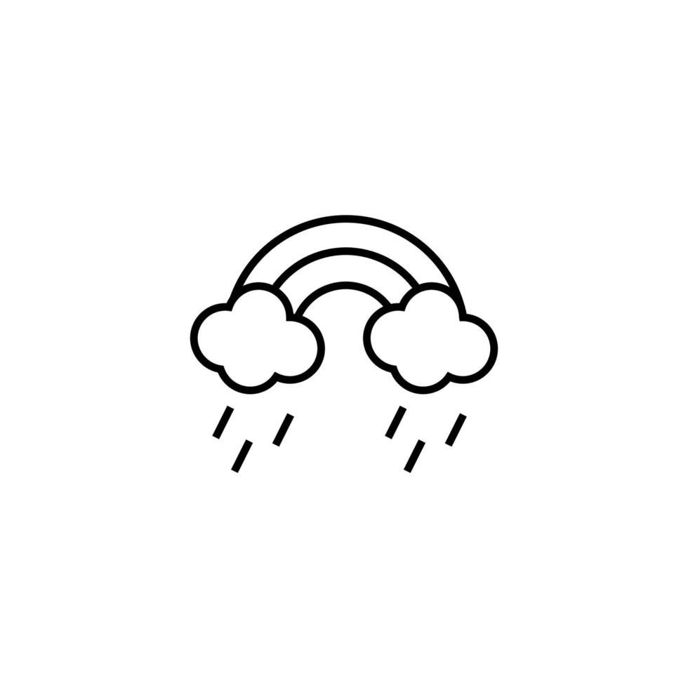 vectorsymbool in vlakke stijl. bewerkbare streek. perfect voor internetwinkels, sites, artikelen, boeken enz. lijnpictogram van regenboog van wolken onder regenboog vector