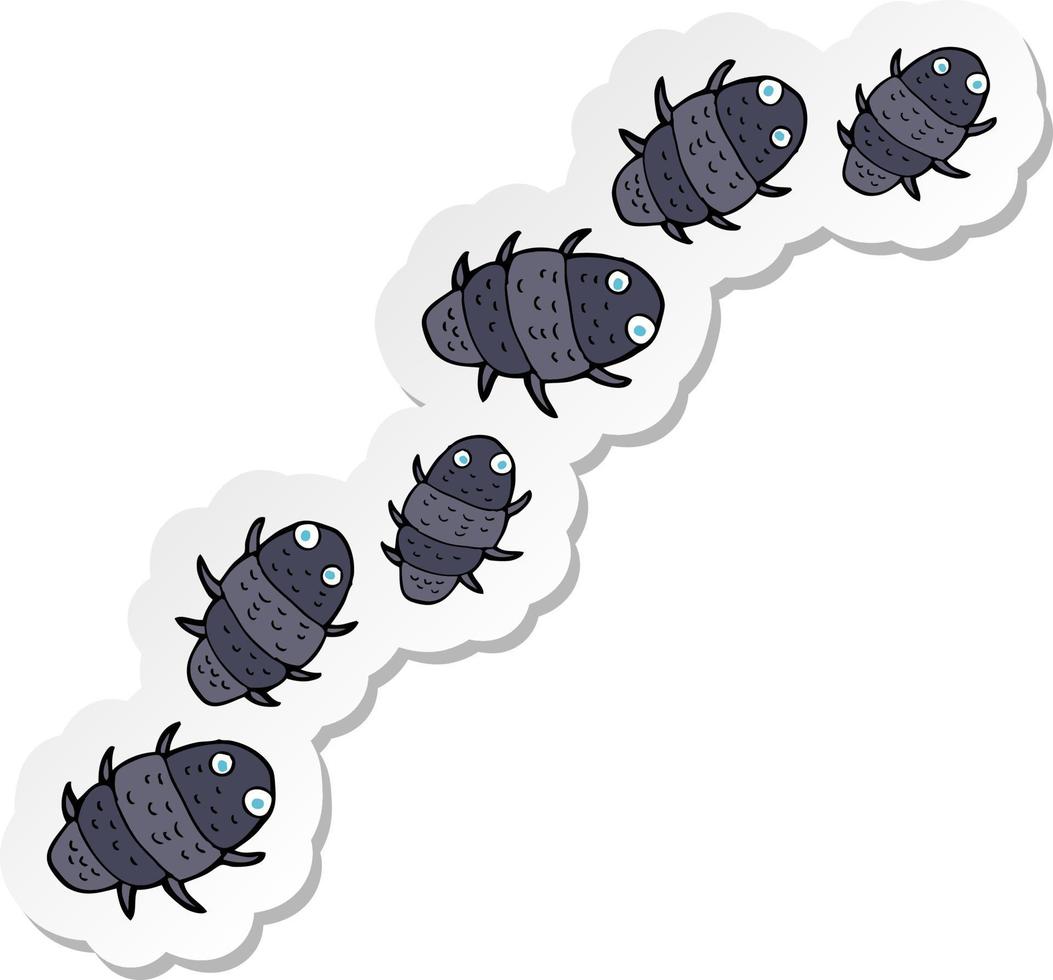 sticker van een tekenfilm met insecten vector