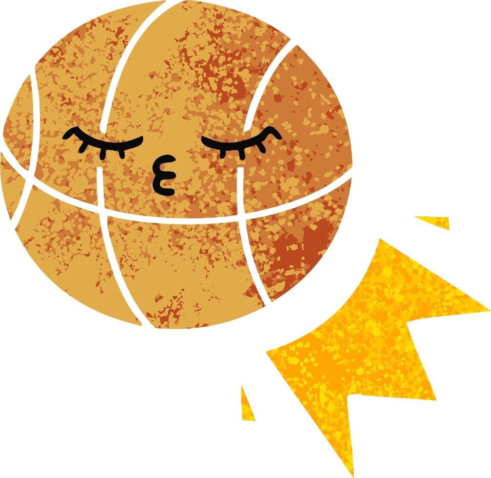 retro illustratie stijl cartoon basketbal vector