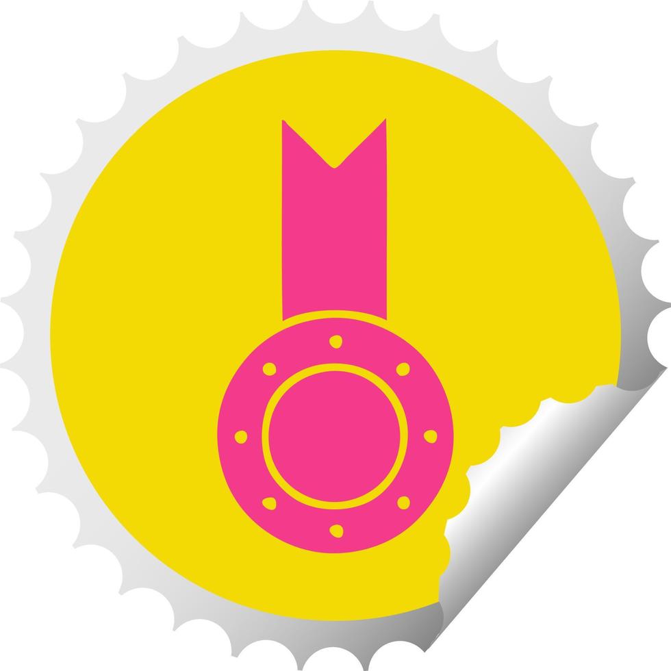 circulaire peeling sticker cartoon gouden medaille vector