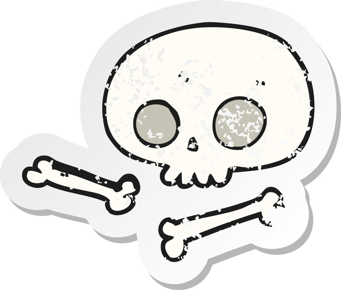 retro noodlijdende sticker van een cartoon schedel en botten vector