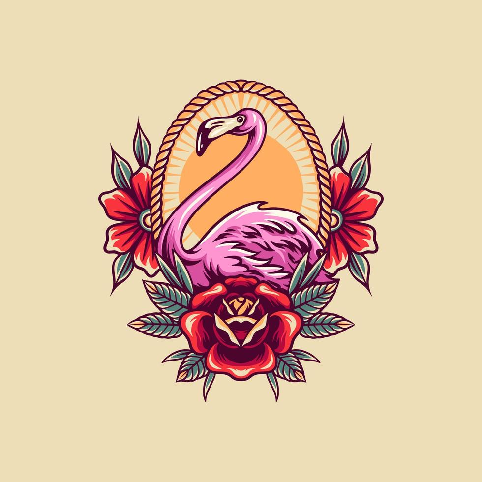 zomer flamingo retro illustratie vector