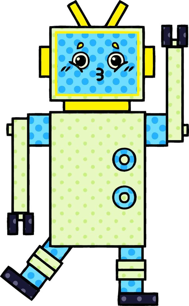 cartoon robot in stripboekstijl vector