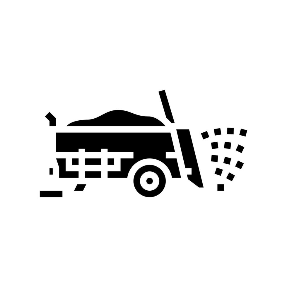 mestverspreider boerderij machine glyph pictogram vectorillustratie vector