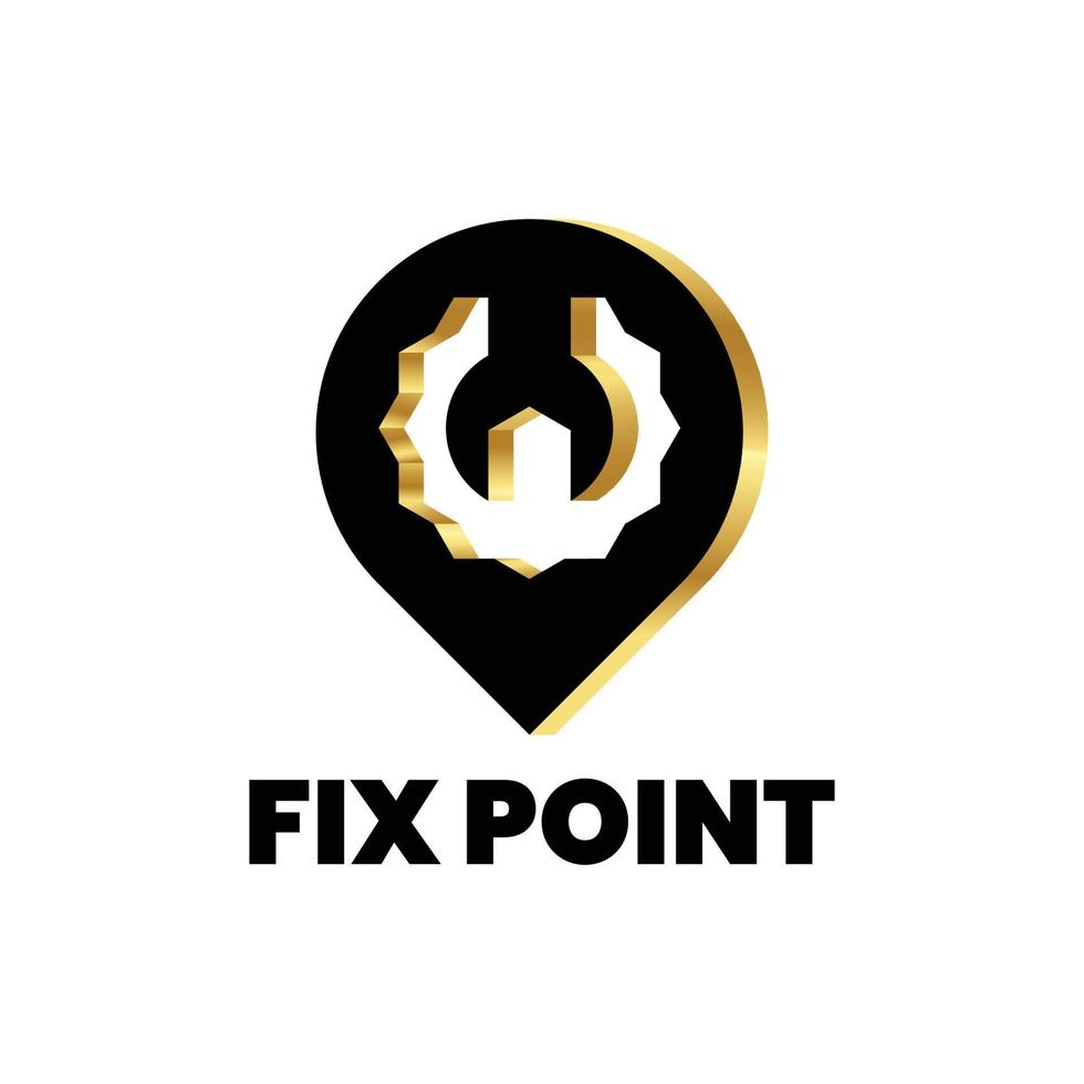 fix point logo sjabloon met moersleutel tool vector