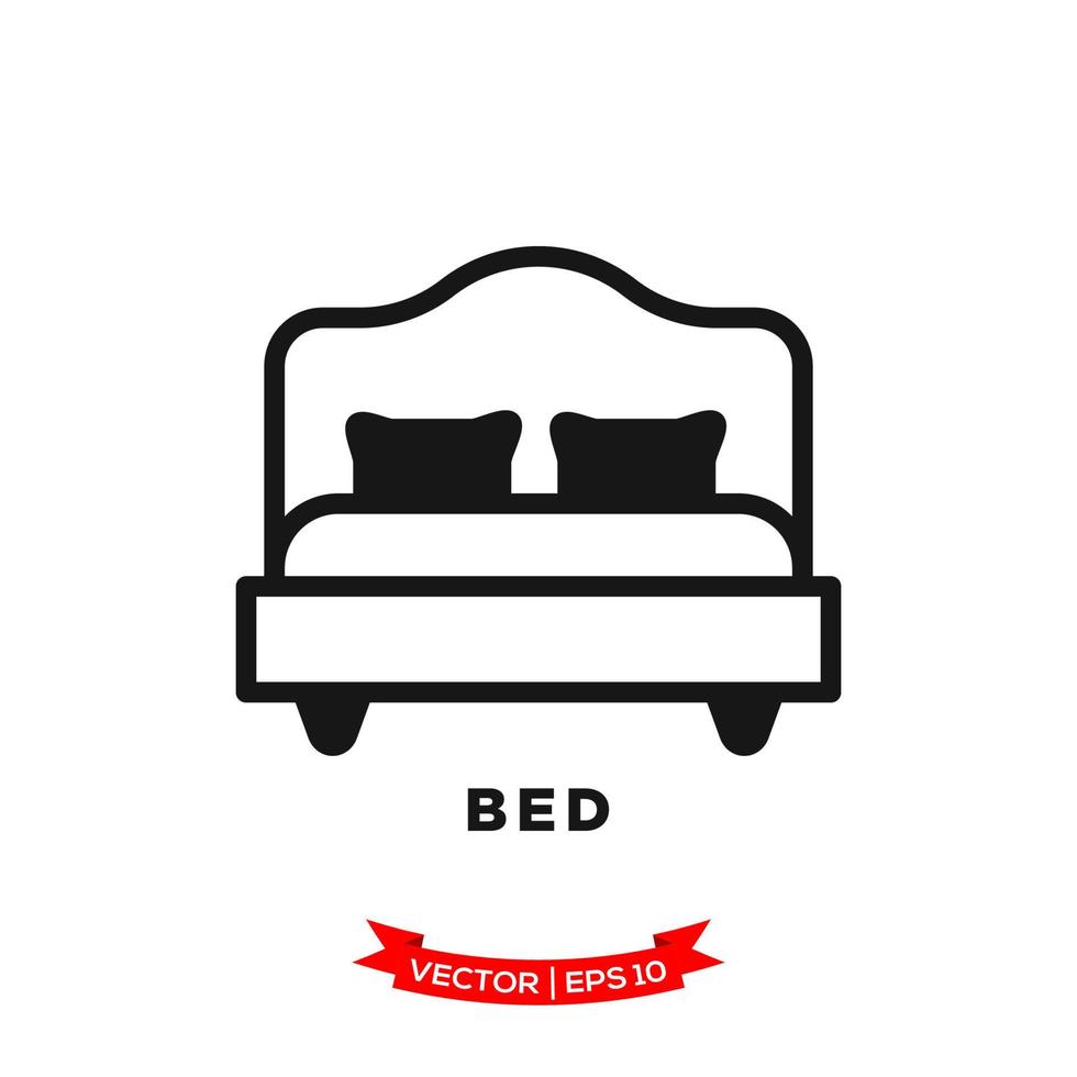 slaapkamerillustratie, bedpictogram in trendy vlakke stijl vector