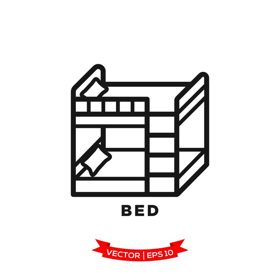 slaapkamerillustratie, bedpictogram in trendy vlakke stijl vector