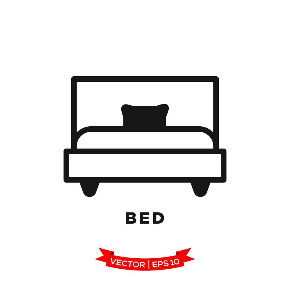 slaapkamerillustratie, bedpictogram in trendy vlakke stijl vector