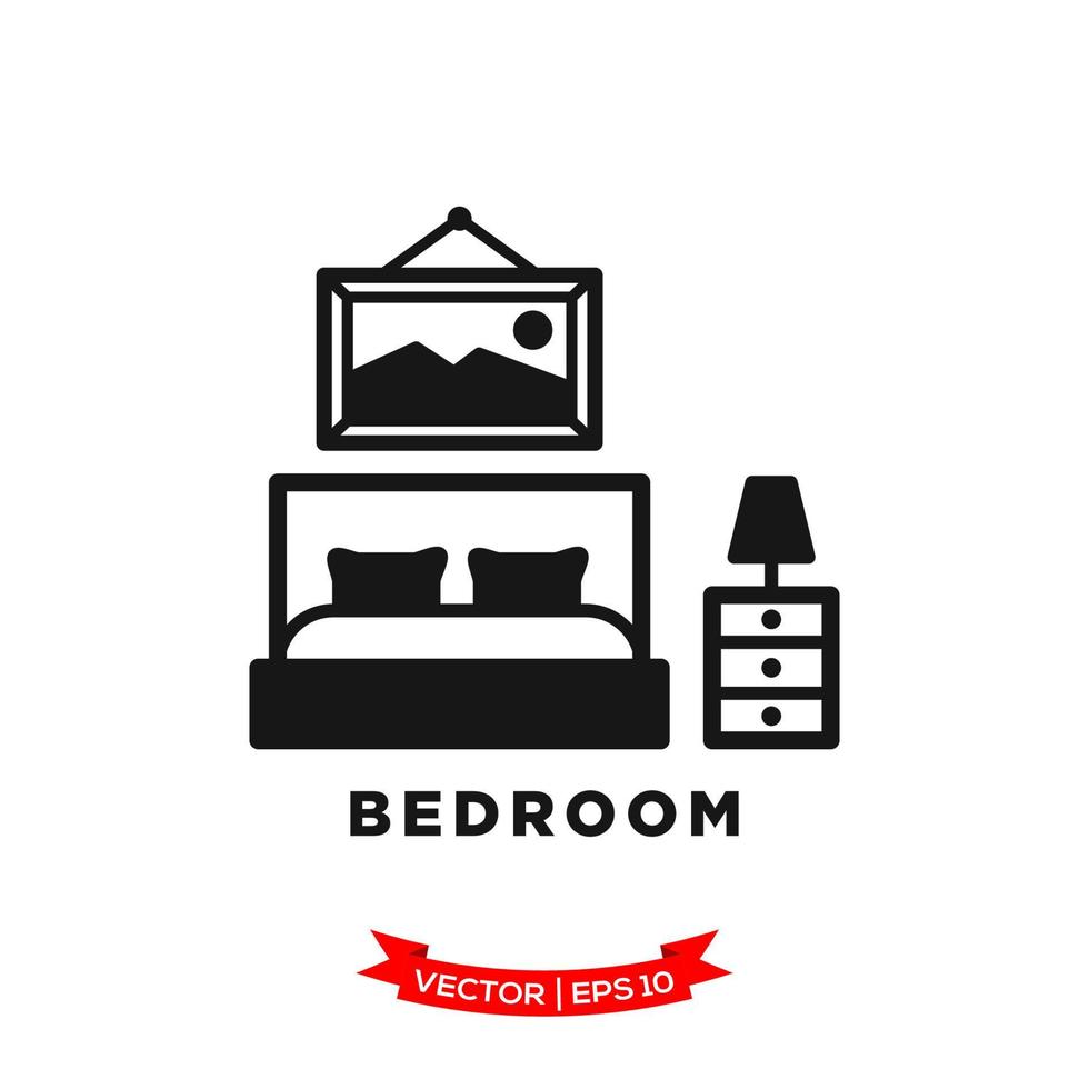 slaapkamerillustratie, bedpictogram in trendy vlakke stijl vector