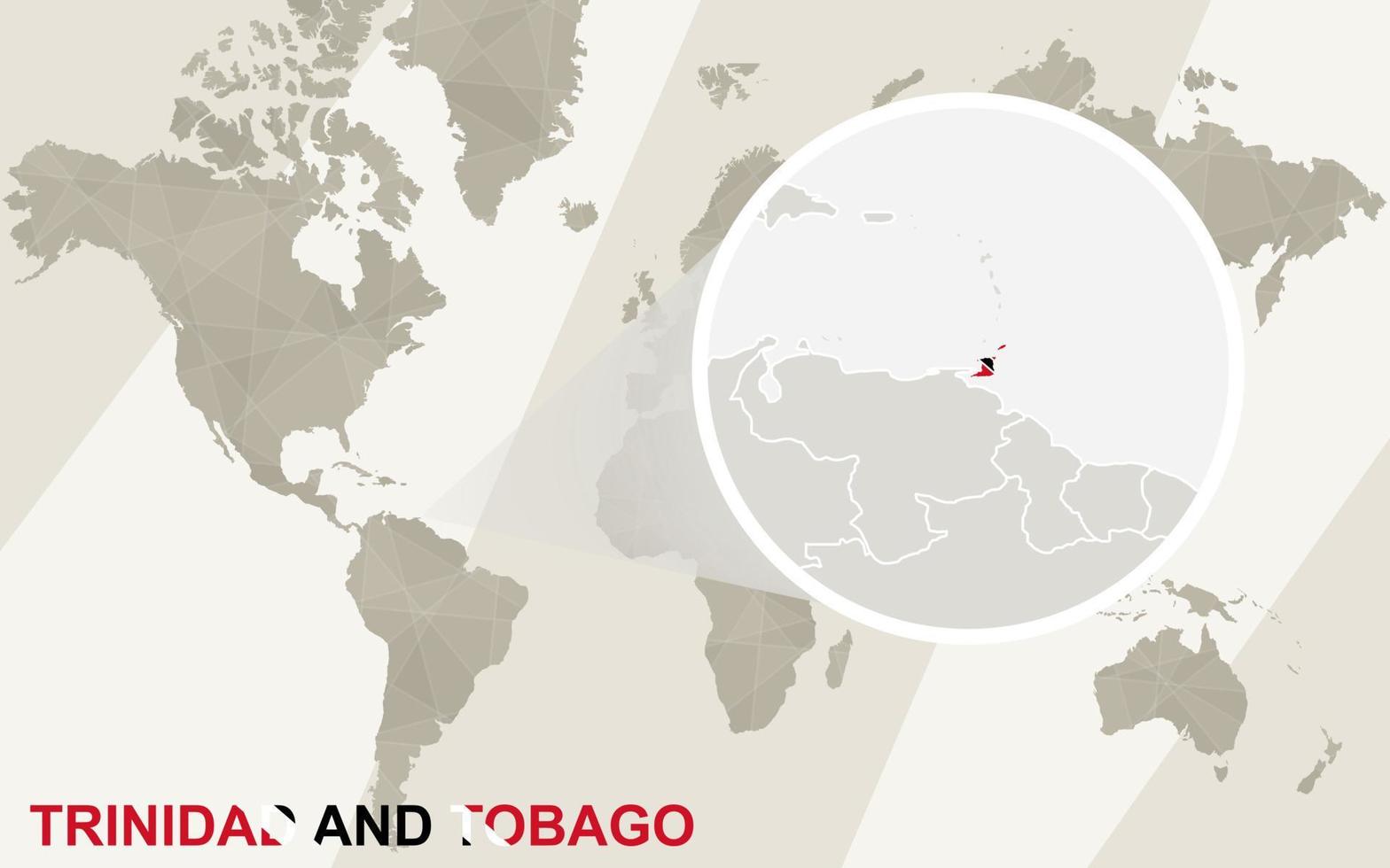 zoom op trinidad en tobago kaart en vlag. wereldkaart. vector