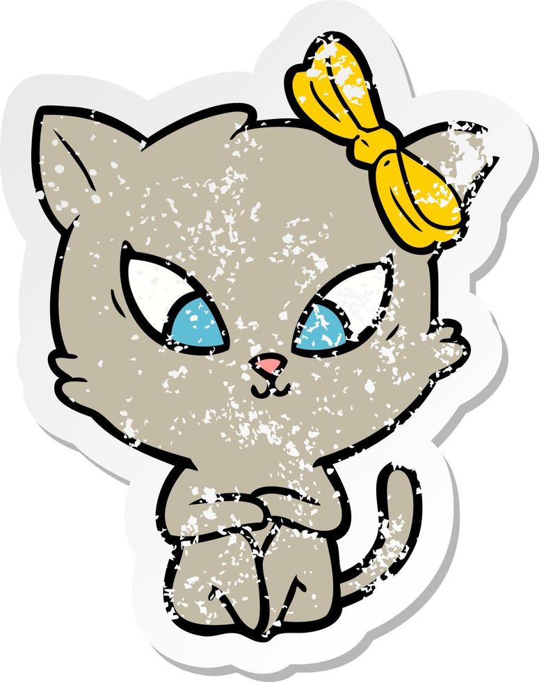 noodlijdende sticker van een cartoonkat vector