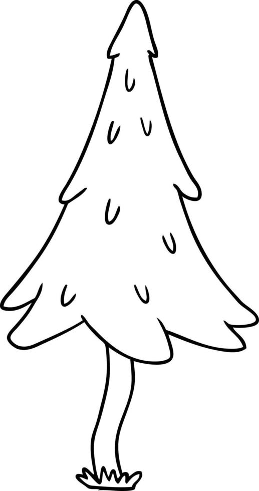 lijntekening doodle van bospijnbomen vector