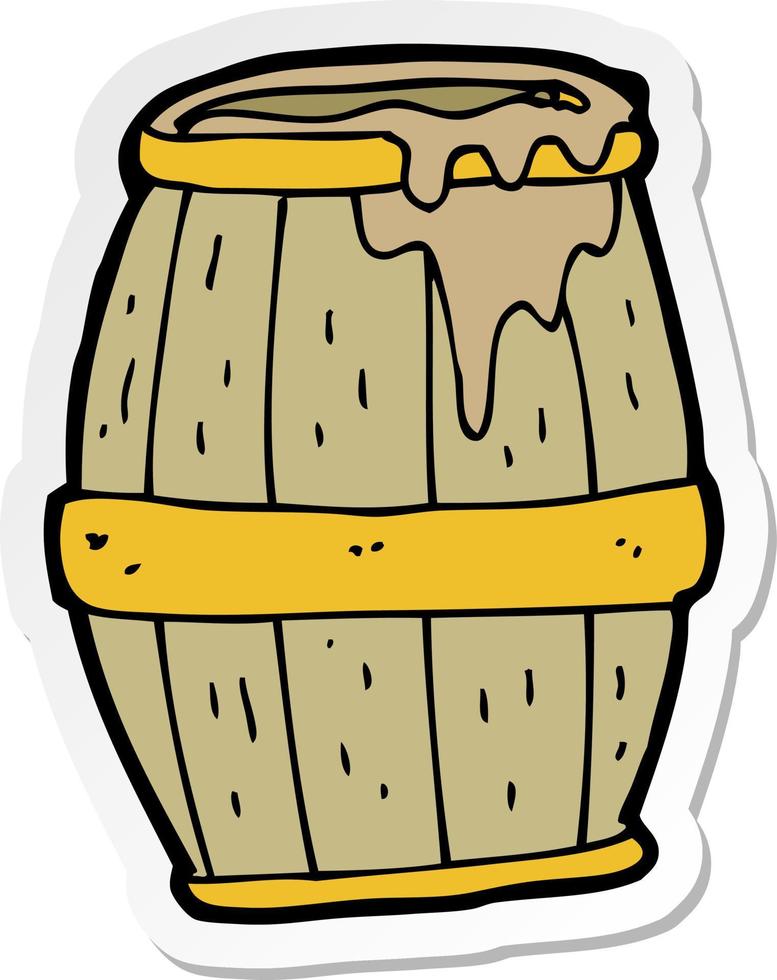 sticker van een cartoon biervat vector