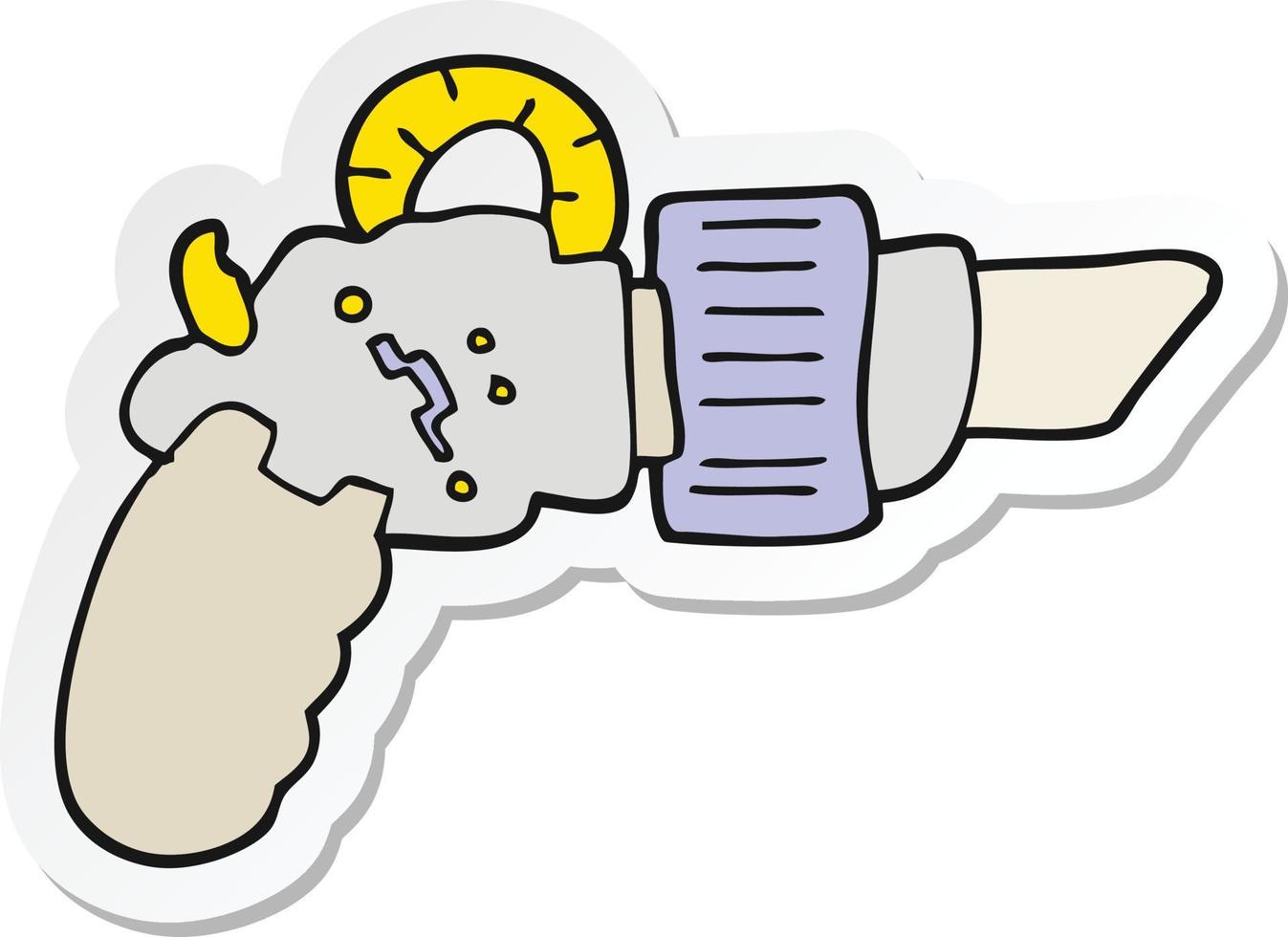 sticker van een cartoon ray gun vector