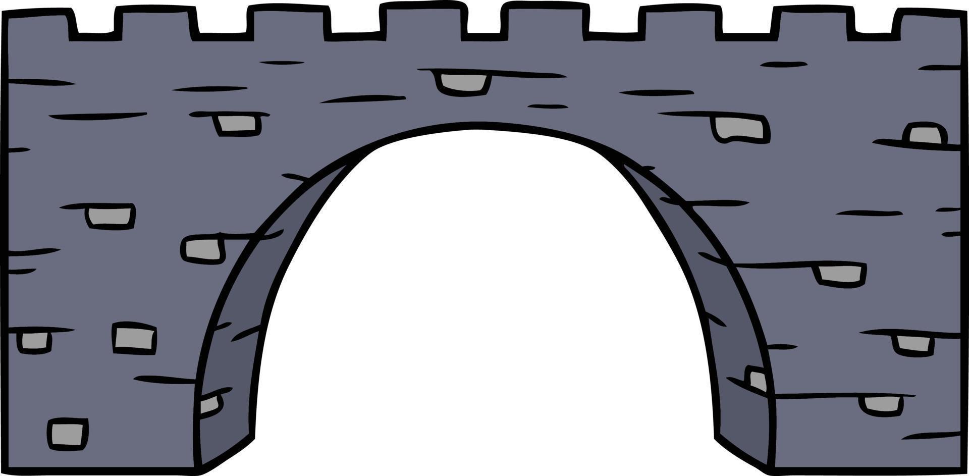 cartoon doodle van een stenen brug vector