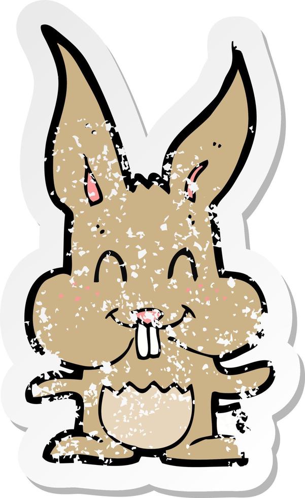 retro noodlijdende sticker van een cartoon konijn vector