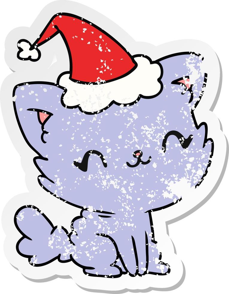 kerst noodlijdende sticker cartoon van kawaii kat vector