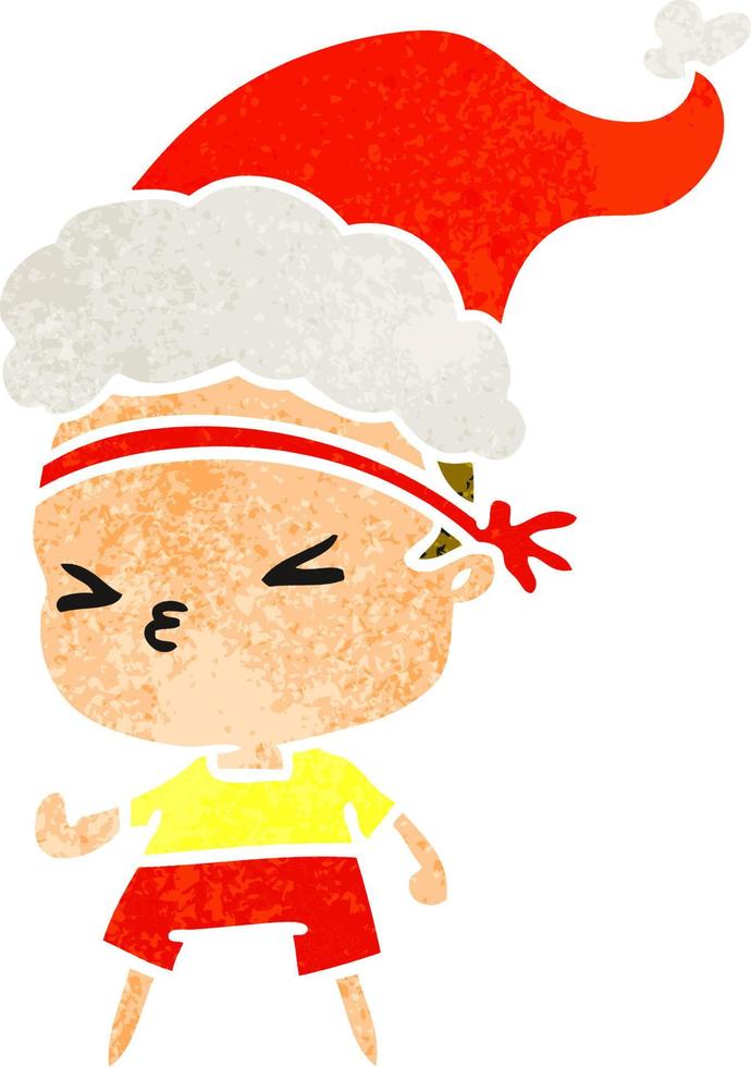 kerst retro cartoon van kawaii jongen vector