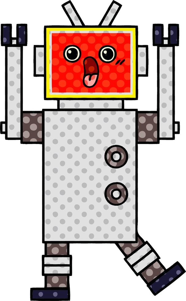 cartoon robot in stripboekstijl vector