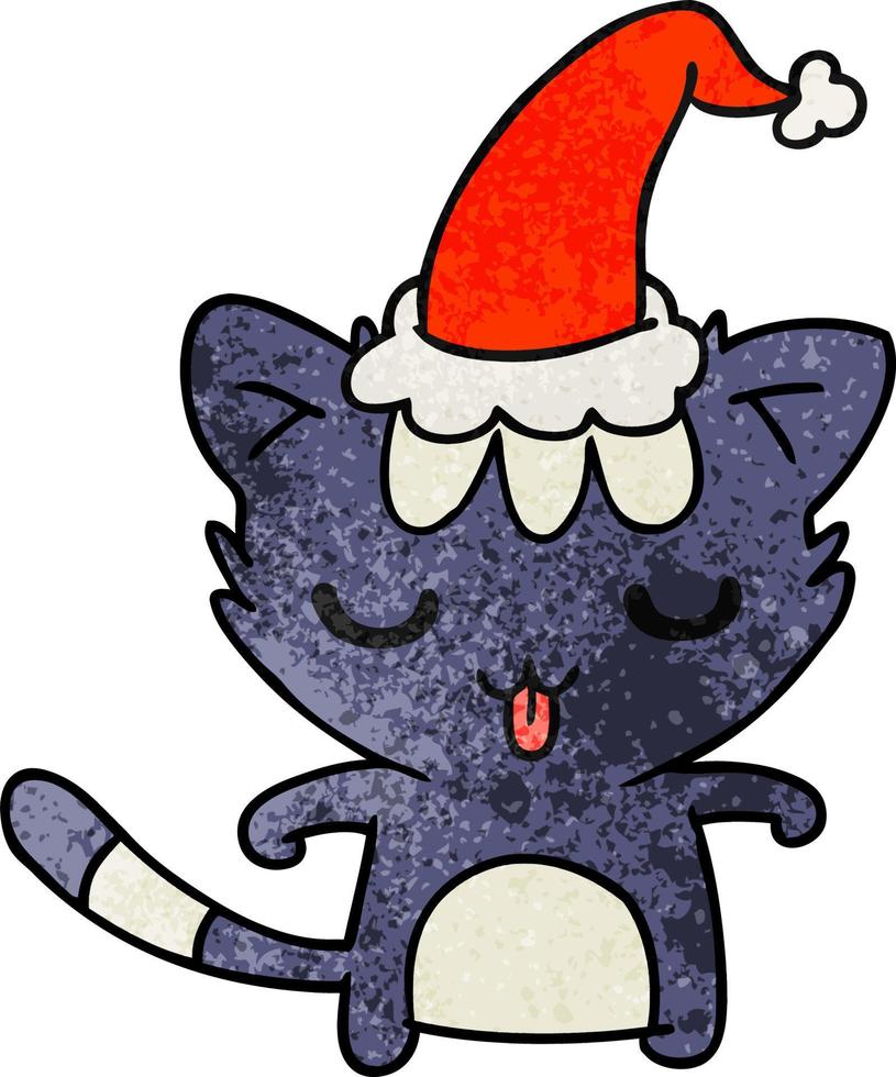 kerst getextureerde cartoon van kawaii cat vector