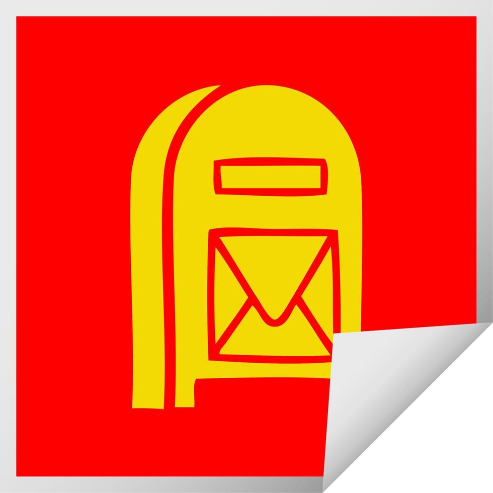 vierkante peeling sticker cartoon brievenbus vector