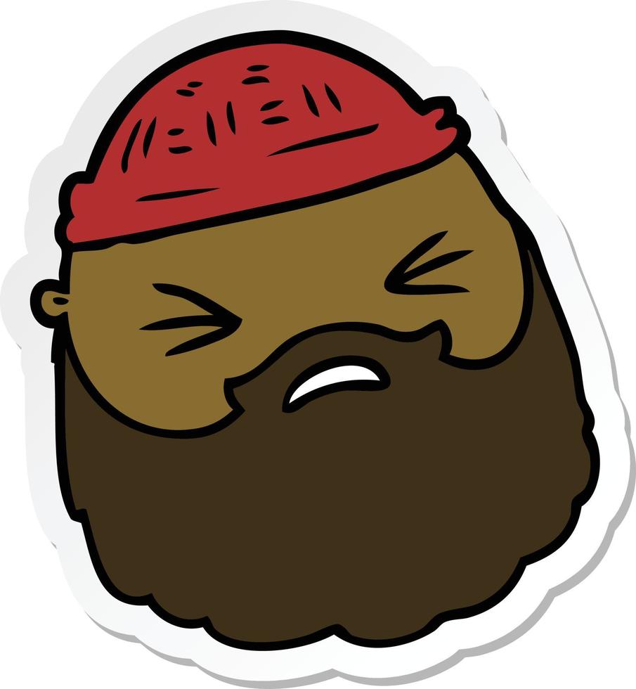 sticker van een cartoon mannelijk gezicht met baard vector