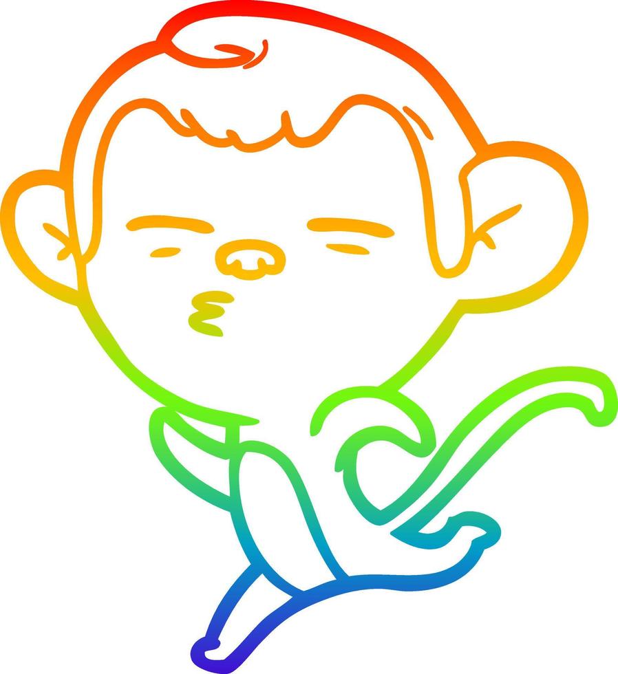 regenbooggradiënt lijntekening cartoon verdachte aap vector