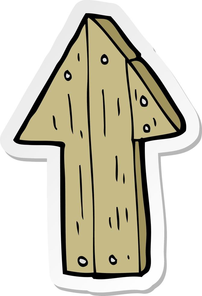 sticker van een cartoon houten richtingspijl vector