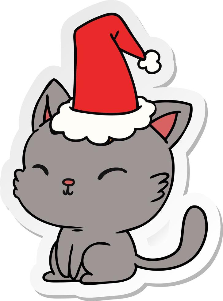 kerst sticker cartoon van kawaii kat vector