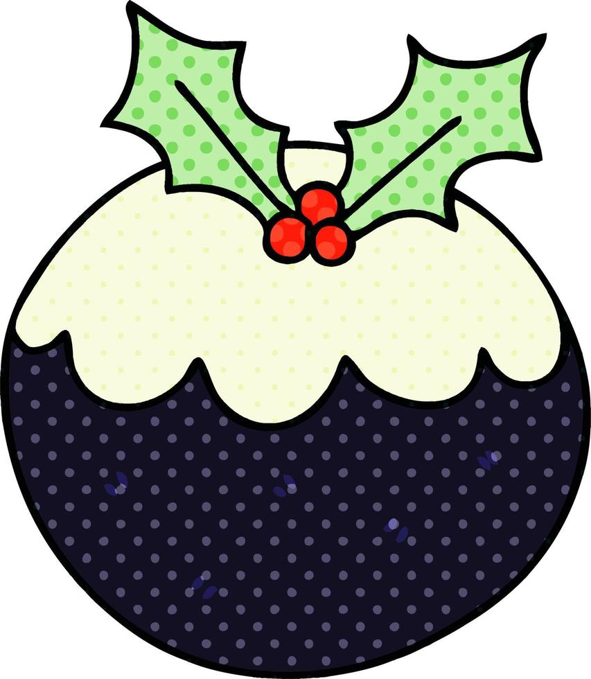 eigenzinnige cartoon kerstpudding in stripboekstijl vector