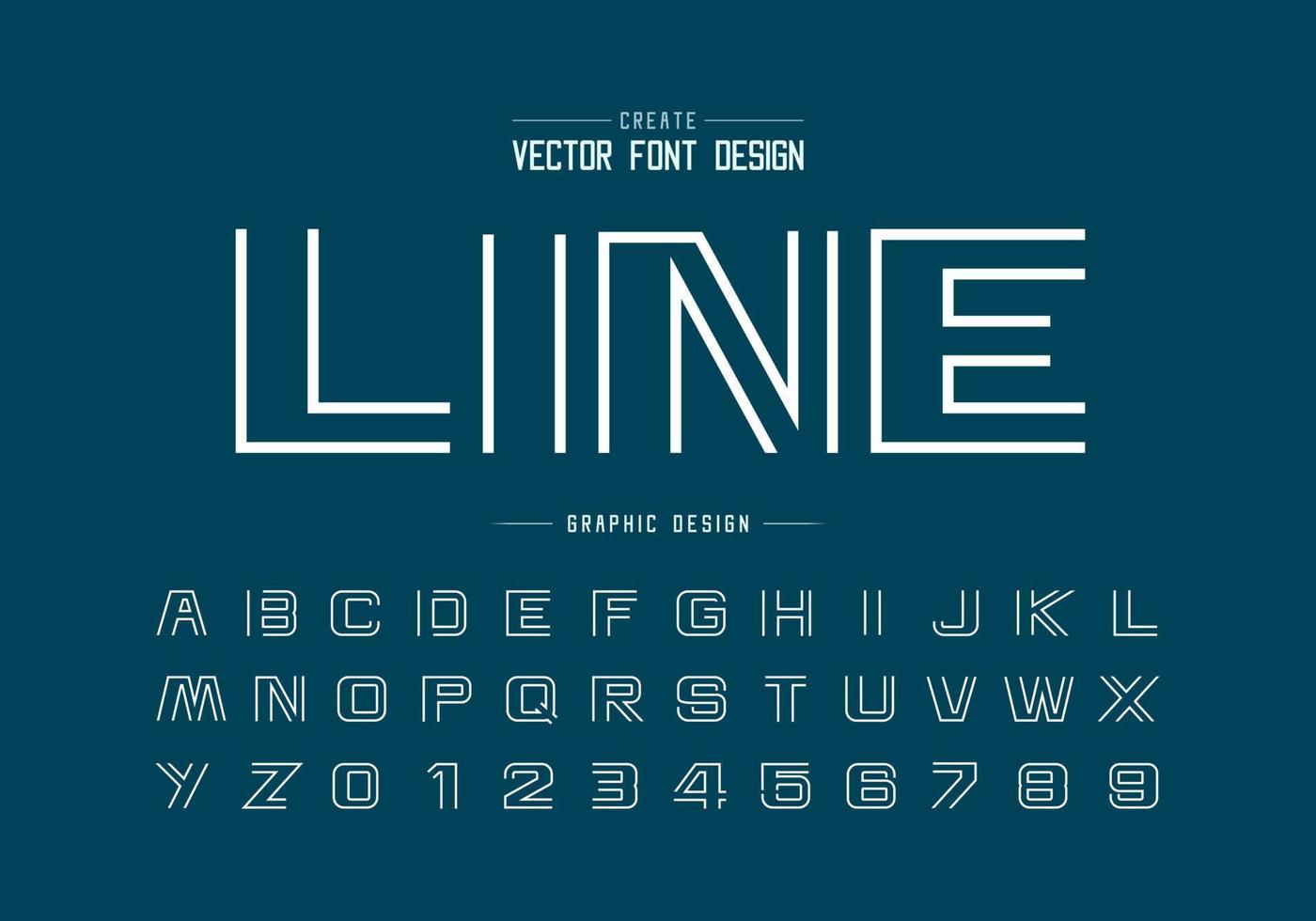 lijn vet lettertype en alfabet vector, ontwerp lettertype letter en cijfer, grafische tekst op achtergrond vector