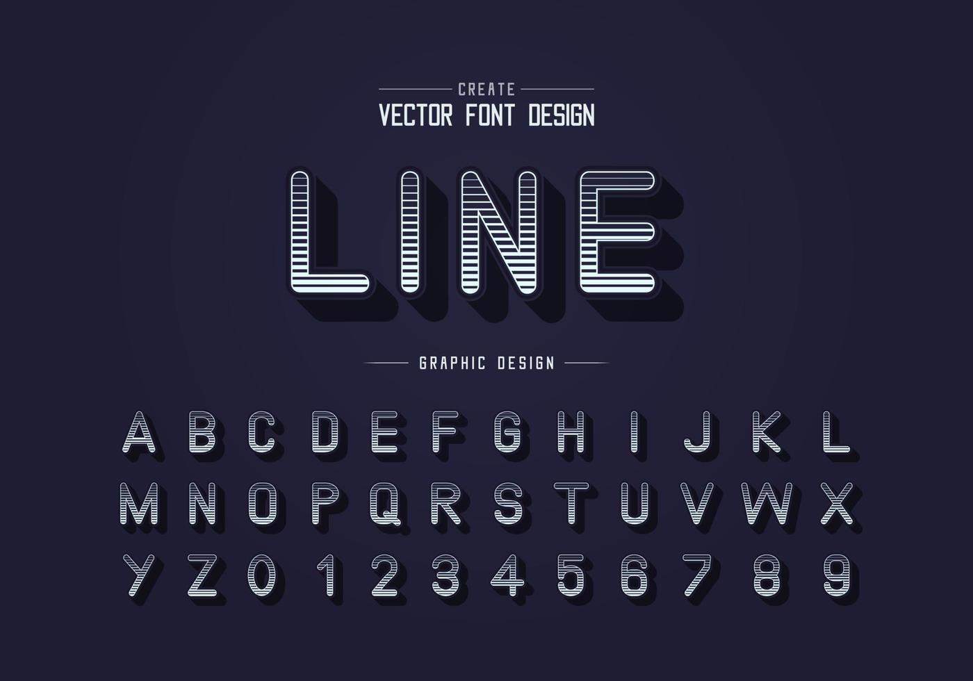 lijn lettertype en alfabet vector, lettertype letter en nummer ontwerp, grafische tekst op achtergrond vector