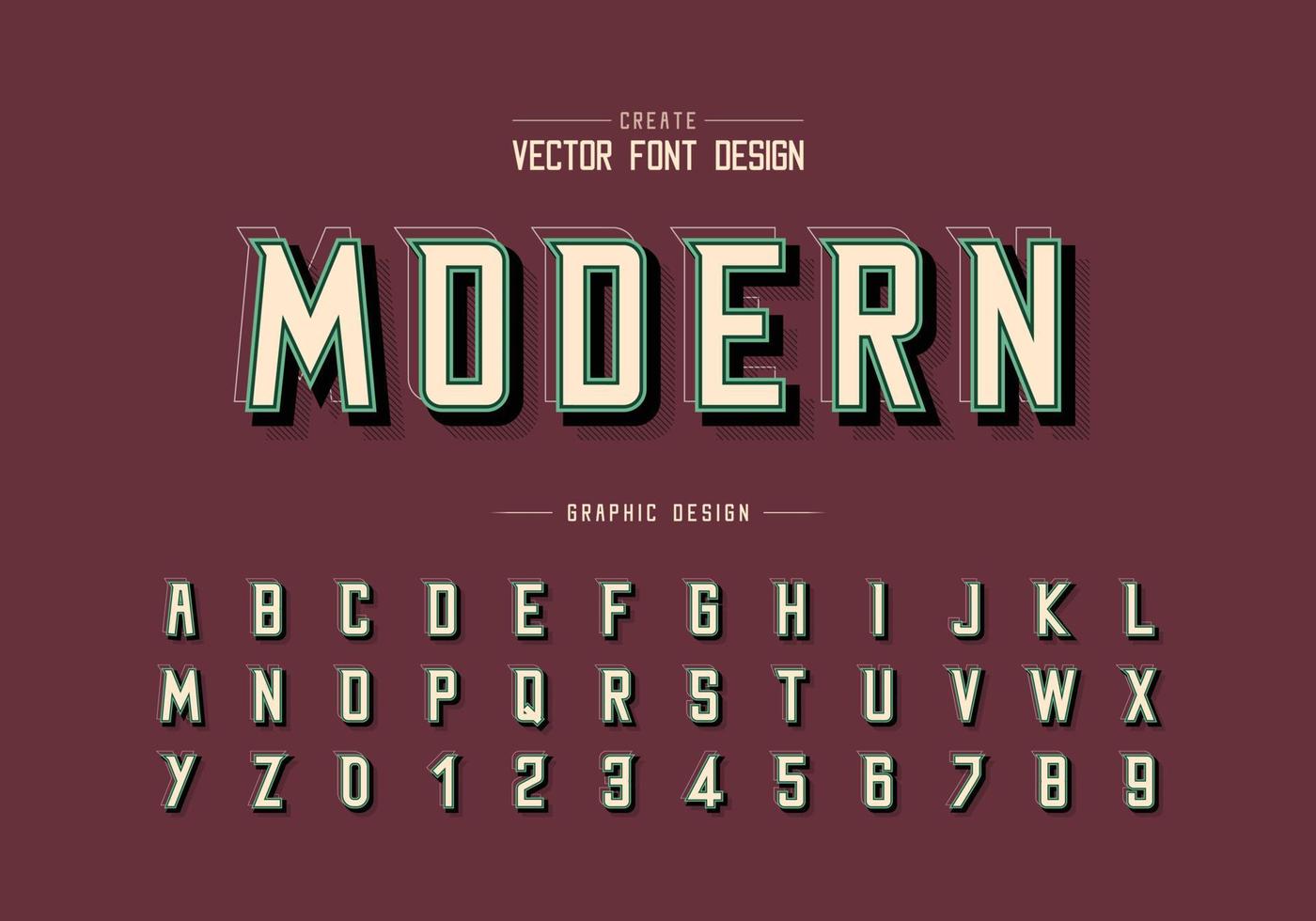 schaduw en lijn lettertype vector, alfabet modern lettertype en letter nummer ontwerp, grafische tekst op achtergrond vector