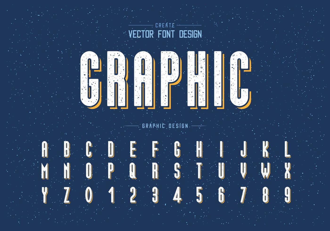 textuur lettertype en alfabet vector, hoog lettertype letter en nummer ontwerp, grafische tekst op grunge background vector