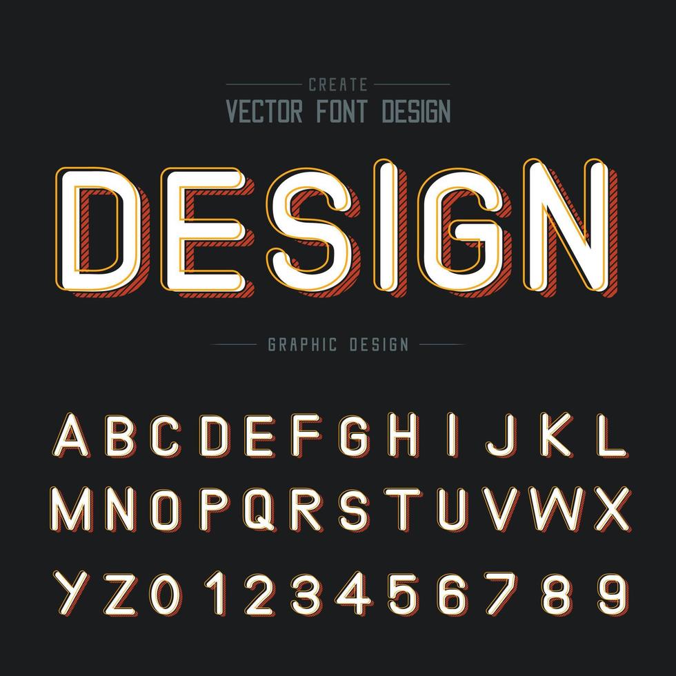 lettertype en alfabetvector, letter- en cijferontwerp, grafische tekst op de achtergrond vector