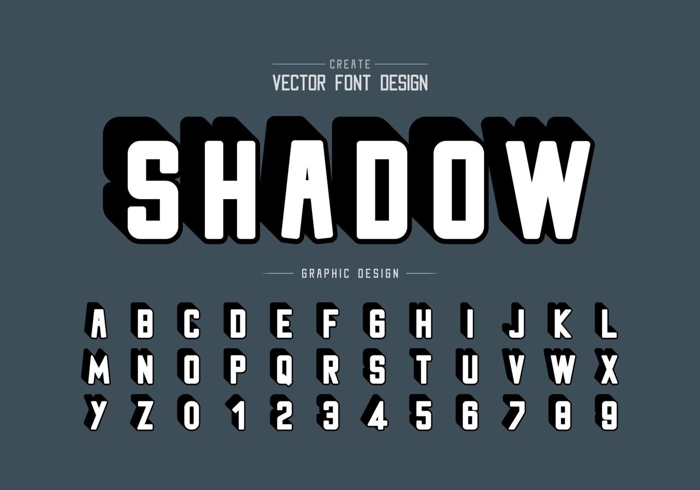 schaduw rond lettertype en alfabet vector, lettertype en letter nummer ontwerp vector