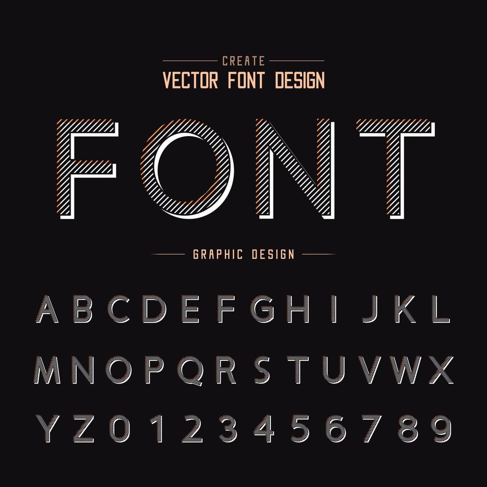 lettertype en alfabet vector, lijn ontwerp lettertype en nummer, grafische tekst op achtergrond vector