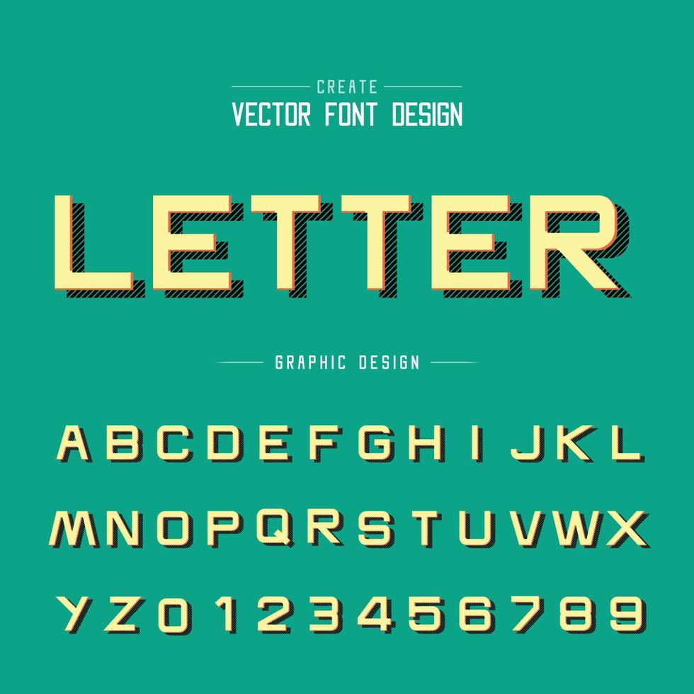 lettertype en alfabet vector, stijl ontwerp lettertype letter en nummer, grafische tekst op achtergrond vector