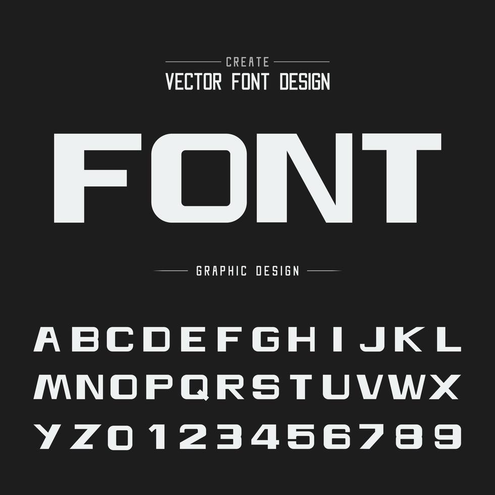 vet lettertype en alfabet vector, ontwerp lettertype letter en cijfer, grafische tekst op achtergrond vector