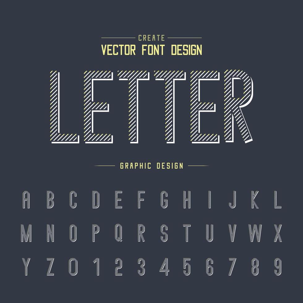 lettertype en alfabet vector, lijn letter lettertype en nummer ontwerp, grafische tekst op achtergrond vector