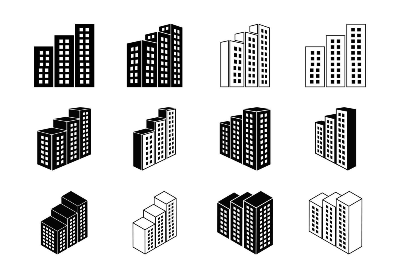 pictogrammen gebouw en bedrijf vector set