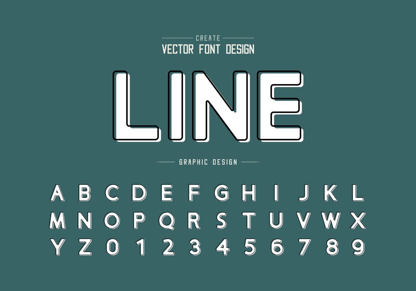 lettertype en alfabetvector, ontwerplettertype en nummer, grafische tekst op blauwe achtergrond vector