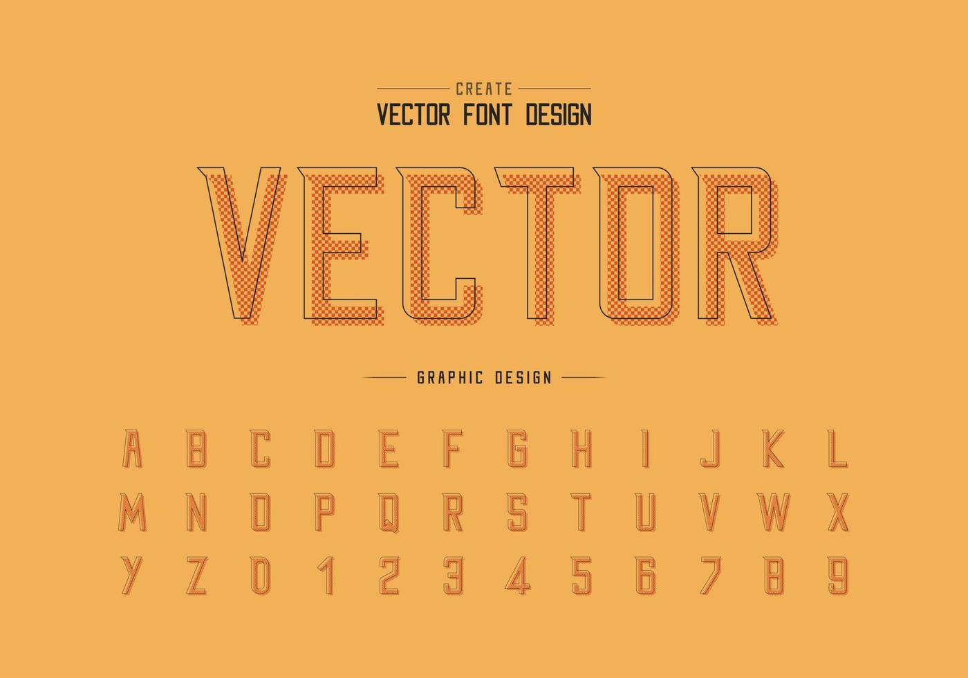 pixellettertype en alfabetvector, modern lettertype en letternummerontwerp, grafische tekst op achtergrond vector