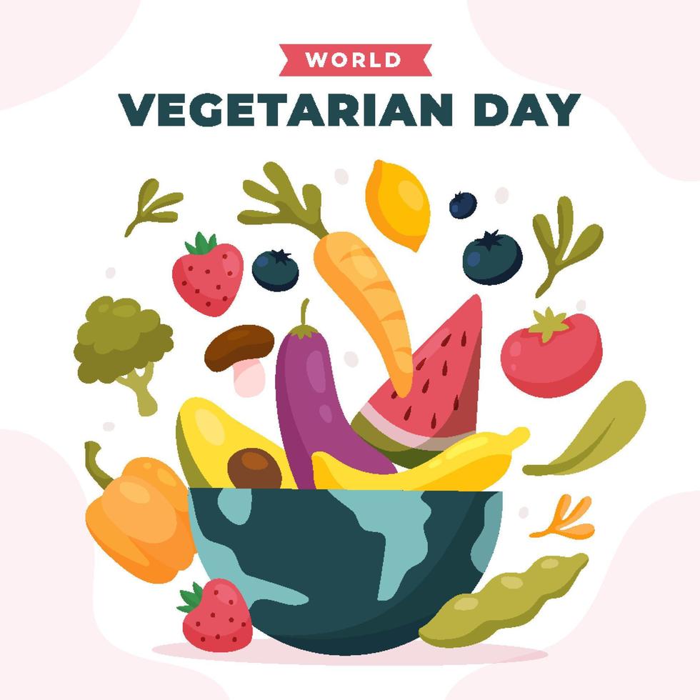wereld vegetarisch dagconcept vector