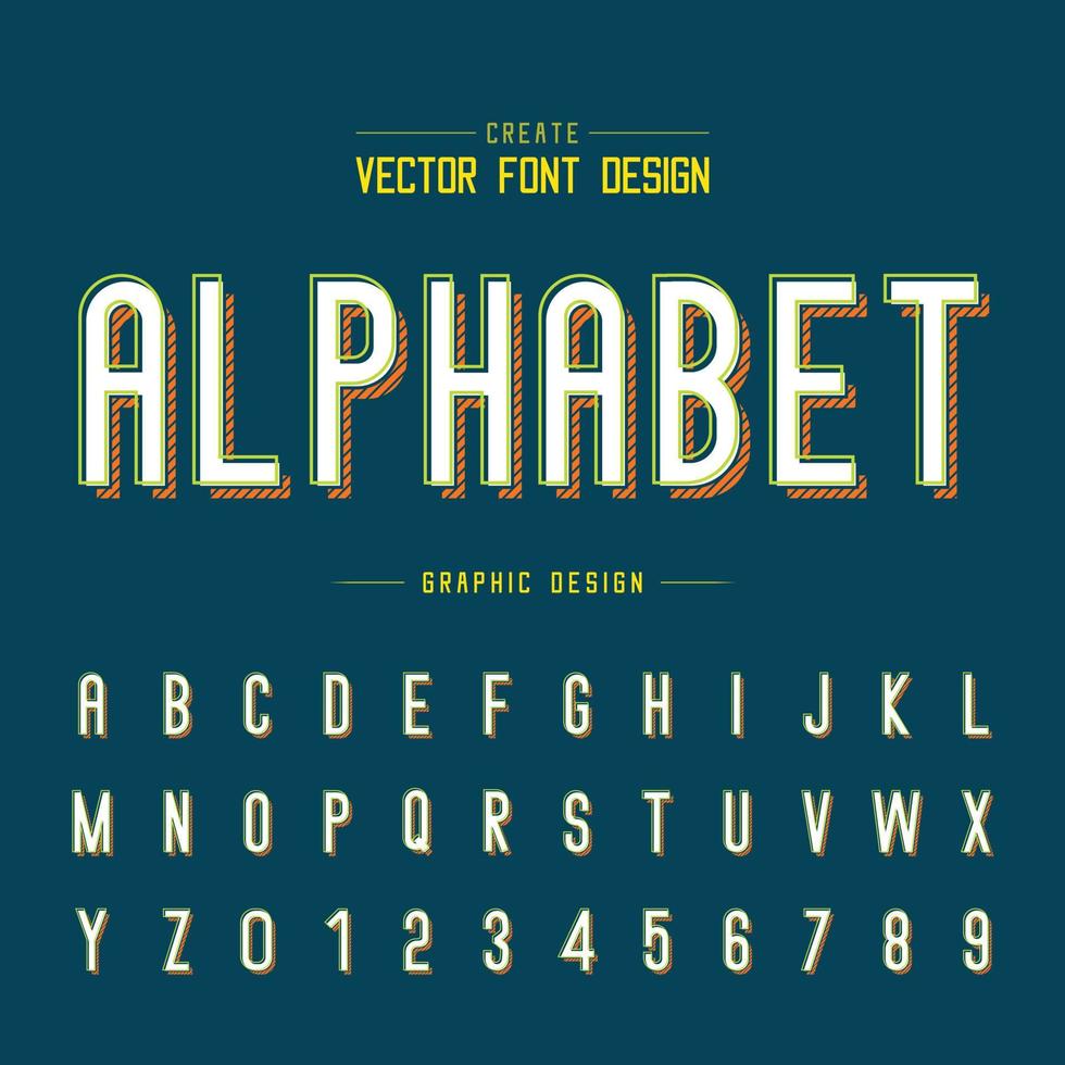 lettertype en alfabetvector, letterlettertype en nummerontwerp, grafische tekst op achtergrond vector